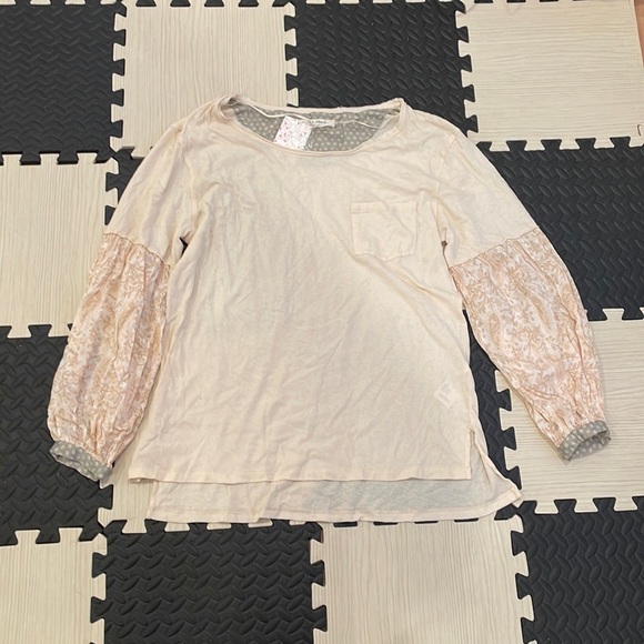 We The Free by Free People Balloon Paisley Design Sleeve Top T Shirt Boho NWT - Picture 6 of 10